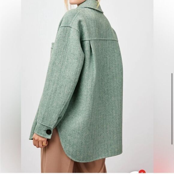 Rails Connie Wool Blend Shirt Jacket Shacket in Kelly Herringbone Size Large NWT - Picture 4 of 16